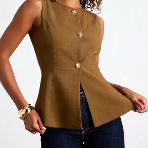 NWT Lulus Brown Button Vest Top Size M